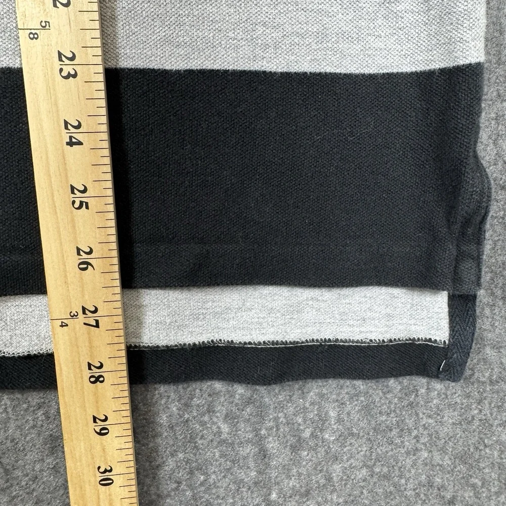 Polo Ralph Lauren Men XL Custom Fit Black Gray Stripe Polo Shirt Red Pony